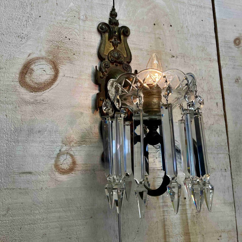 Atelier Sconce House Bespoke Crystal Sconce Restrung to a Historic Pattern