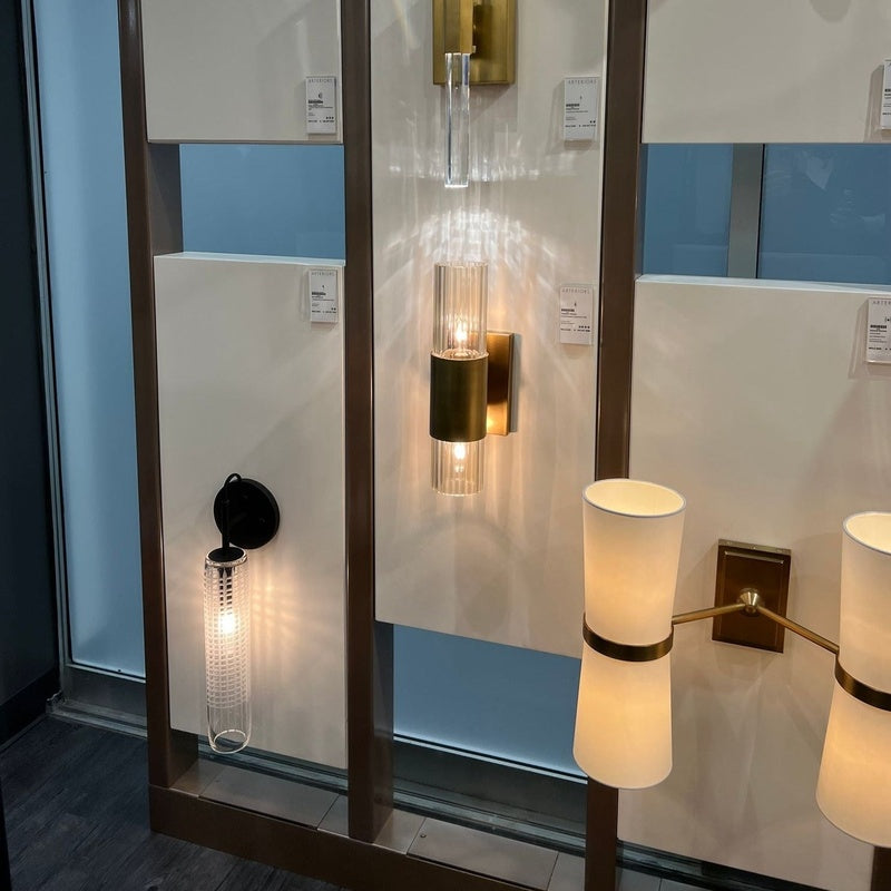 Atelier Sconce House Fernhurst Blackened Steel and Opal Glass Wall Column