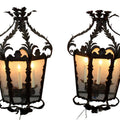 Atelier Sconce House Xanthe Hand Forged Iron and Glass Wall Lantern Pair