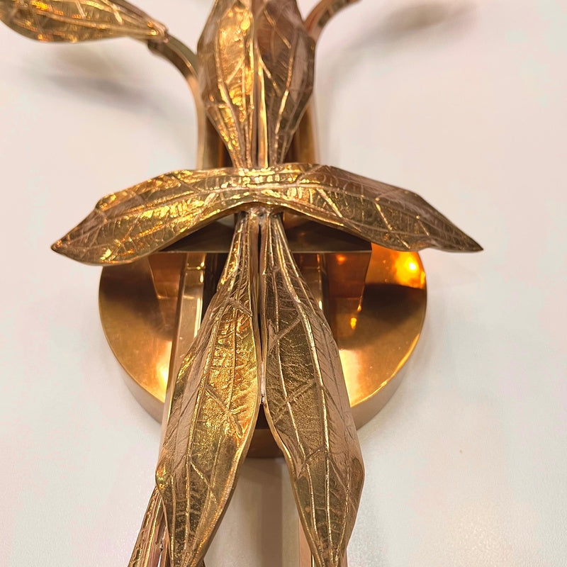 Atelier Sconce House Yarrow Sculptural Brass Frond Wall Light