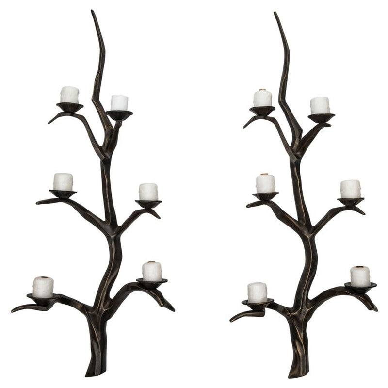 Foundry Nine Ironside Cast Bronze Branch Sconce Wall Light Pair