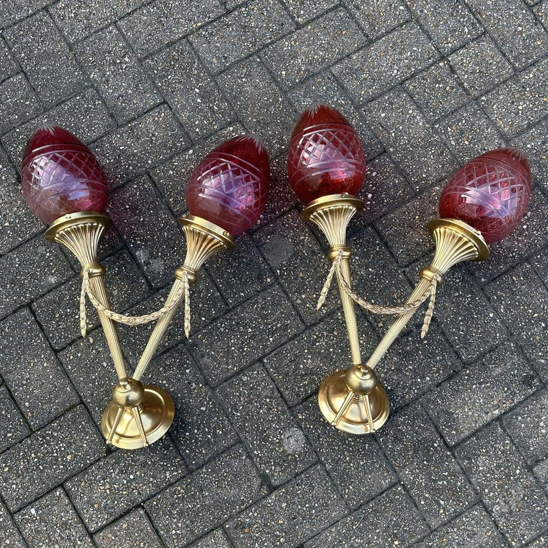 Foundry Nine Larkhall Cast Bronze Torch Uplighter Wall Light Pair
