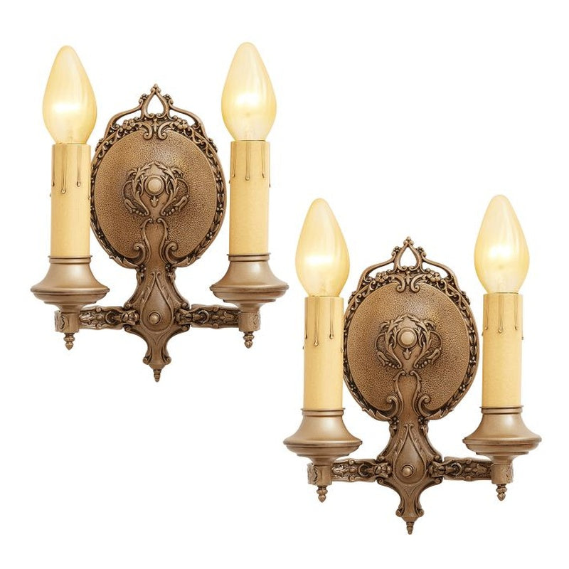 Foundry Nine Ombersley Cast Bronze Double Candle Bracket Wall Light Pair
