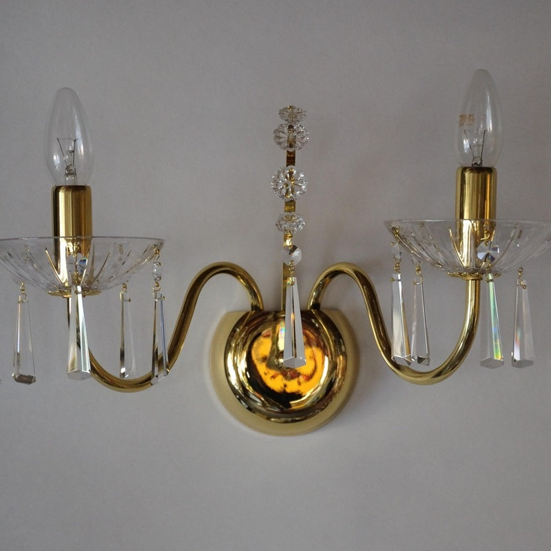 Halliwell Crystal Clarence Crystal and Brass Twin Arm Wall Light