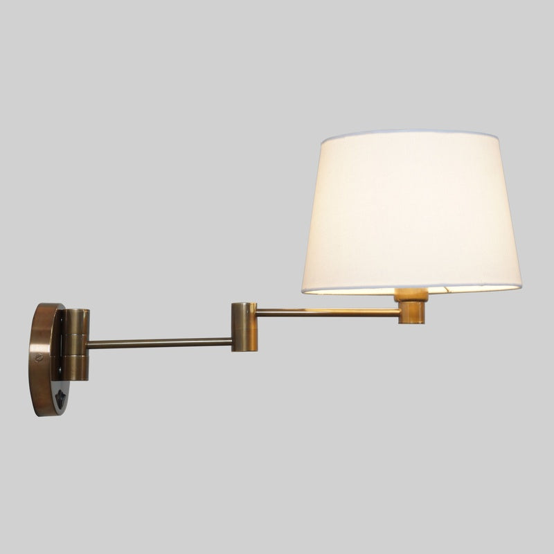 Marlow and Reade Hollis Solid Brass Swing Arm with a Linen Shade Wall Light