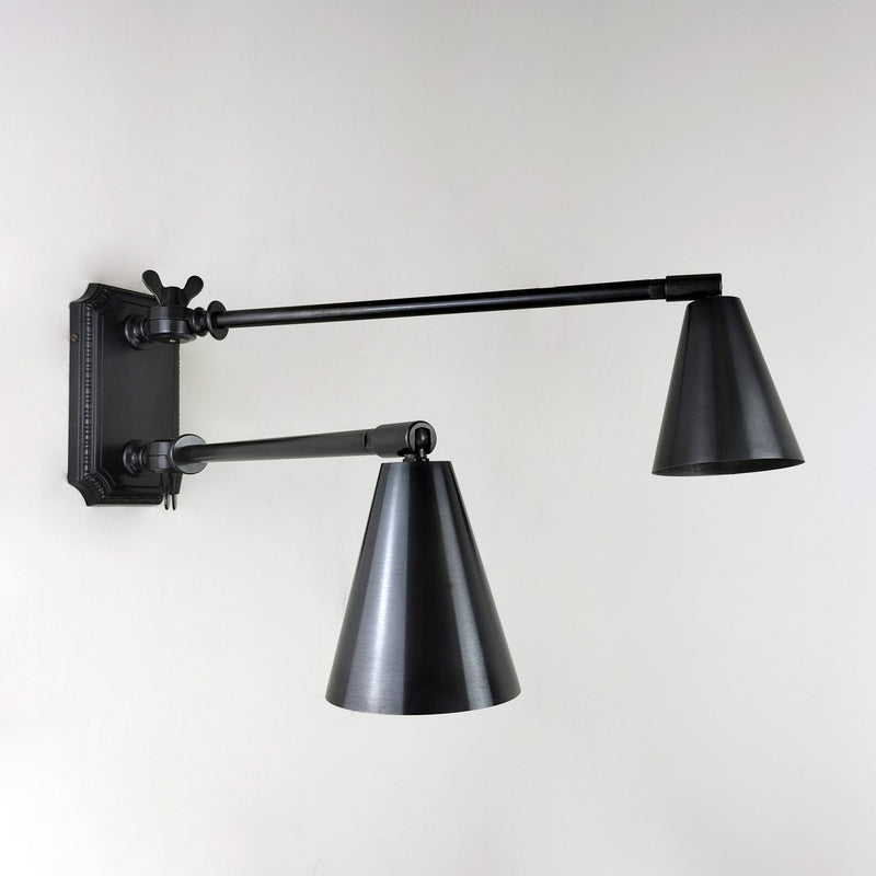 Marlow and Reade Ingleby Solid Brass Double Jointed Library Arm Wall Light Plug In