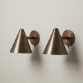 Marlow and Reade Jesmond Solid Brass Reading Arm with a Metal Cone Shade Wall Light Pair