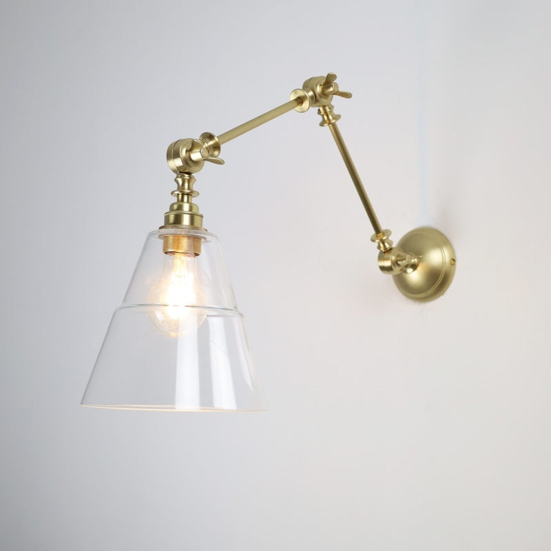 Marlow and Reade Kelmarsh Solid Brass Articulated Arm with a Counterweight Wall Light Plug In