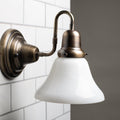 Marlow and Reade Lambourne Solid Brass Gooseneck with Milk Glass Wall Light