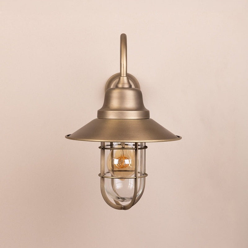 Portland Lantern Works Portloe Solid Brass Wall Lantern Medium Pair