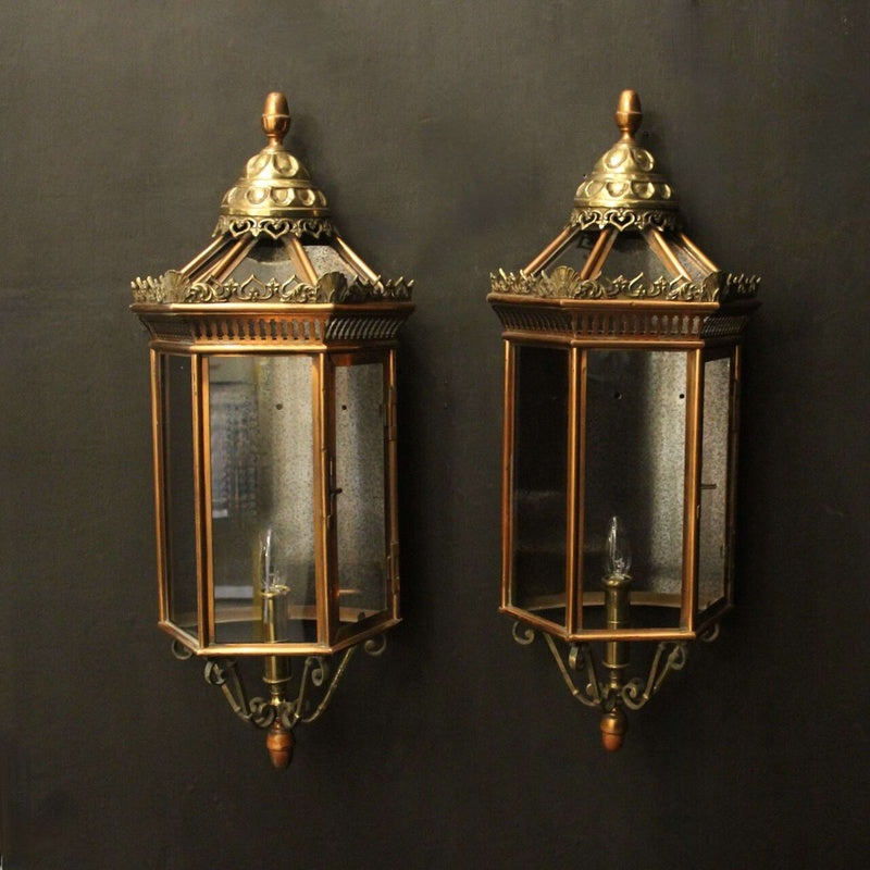 Portland Lantern Works Salcombe Brass Half Lantern Medium Pair