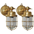 Portland Lantern Works Trevose Heavy Marine Grade Brass Wall Light Medium Pair
