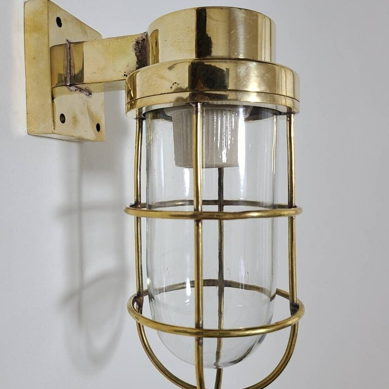 Portland Lantern Works Trevose Heavy Marine Grade Brass Wall Light Small