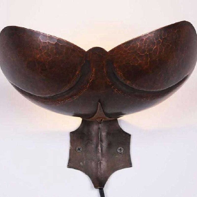 Salvage Row Restored Arts and Crafts Hammered Copper Wall Light Single