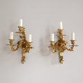 Salvage Row Restored French Bronze Rococo Wall Light Pair