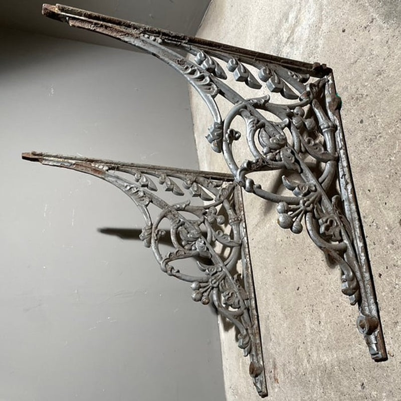 Salvage Row Restored Victorian Cast Iron Wall Bracket Pair