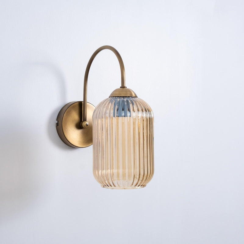 The Sconce House Collection Denham Ribbed Glass Plug In Wall Light