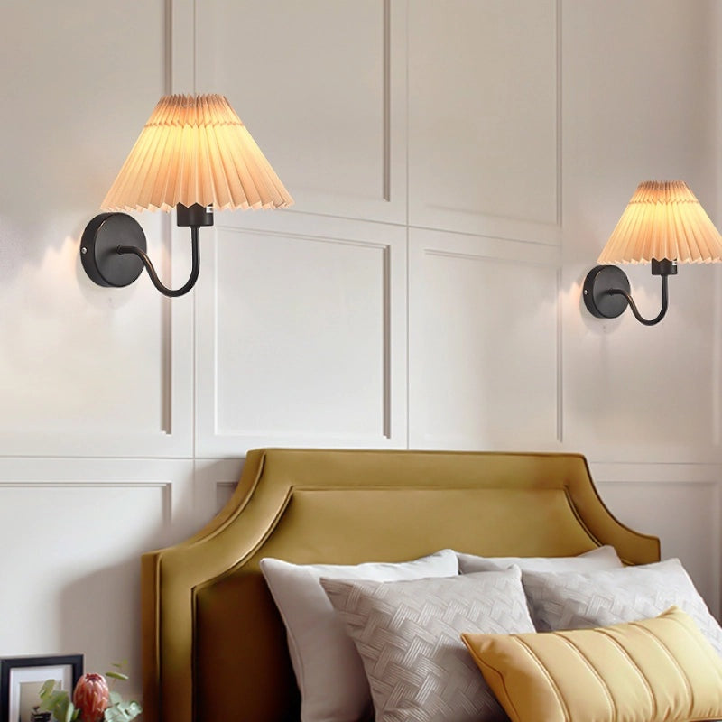The Sconce House Collection Jevington Pleated Card Shade Plug In Wall Light