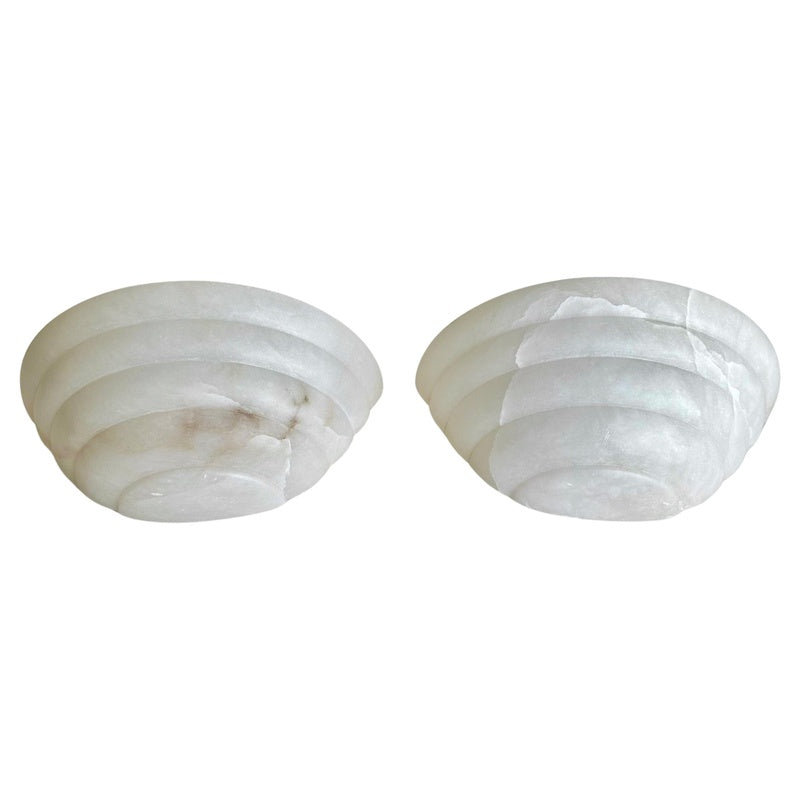 Vellum Stone Ashcombe Alabaster Half Moon Uplighter Wall Light Pair
