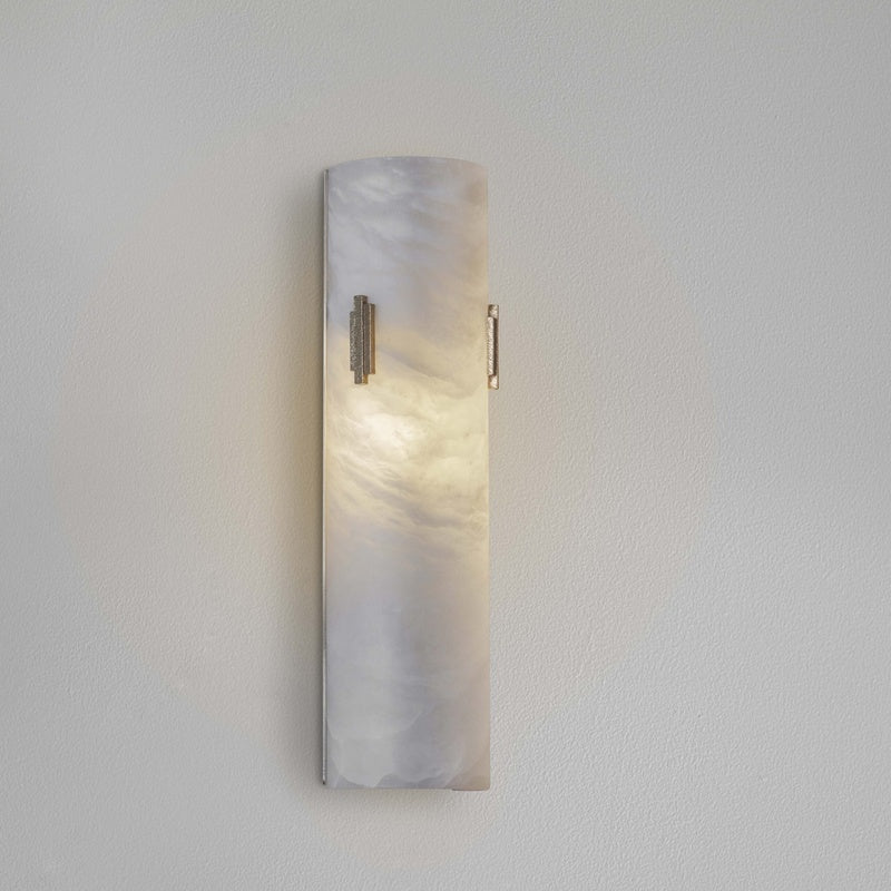 Vellum Stone Bramfield Alabaster Tapered Cylinder Wall Light Large