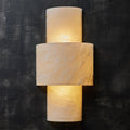 Vellum Stone Bramfield Alabaster Tapered Cylinder Wall Light Pair