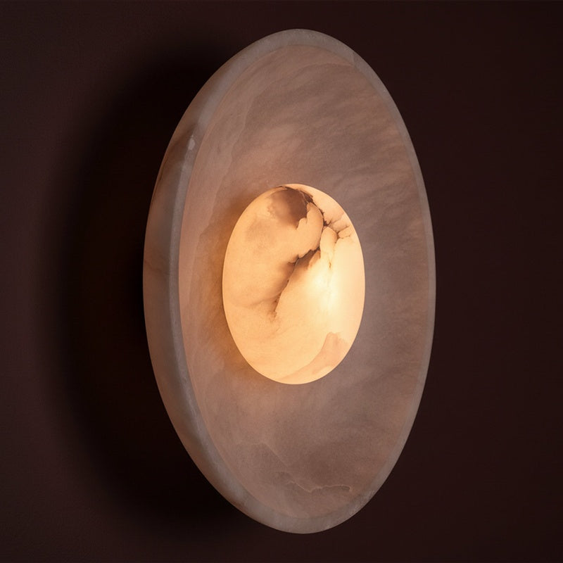 Vellum Stone Colwyn Alabaster Backlit Oval Disc Wall Light