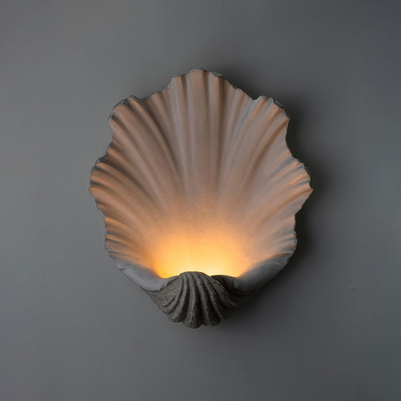 Vellum Stone Dorney Alabaster Carved Scallop Shell Wall Light