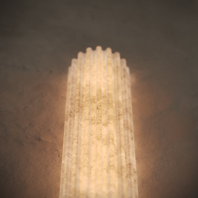 Vellum Stone Eversholt Alabaster Fluted Column Wall Light
