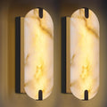 Vellum Stone Grantley Alabaster Edge Lit Rectangular Slab Wall Light Pair