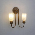 Vellum Stone Hindon Alabaster Twin Arm with Two Shades Wall Light Pair