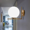 Vetro Bianco Palladio Hand Blown Glass Opal Globe on Brass Wall Light Large