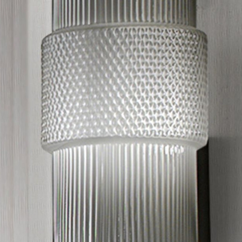 Vetro Bianco Querini Hand Blown Glass Fluted Rigadin Cylinder Wall Light