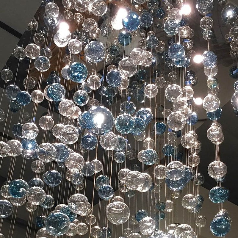 Vetro Bianco Rialto Hand Blown Glass Bubble Glass Disc Wall Light Pair
