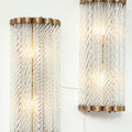 Vetro Bianco Sansovino Hand Blown Glass Twisted Glass Column Wall Light Pair