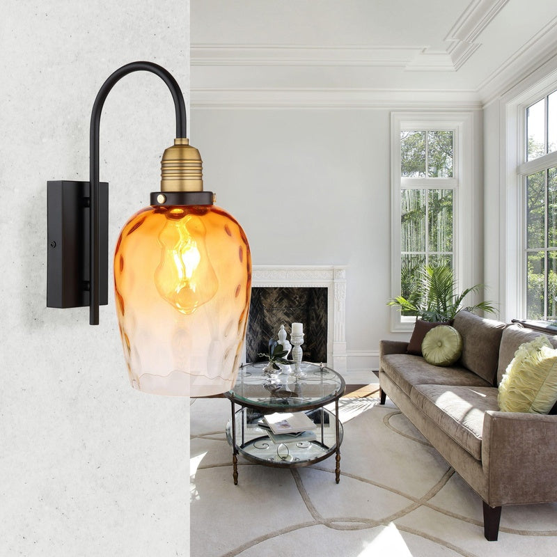 Vetro Bianco Torcello Hand Blown Glass Smoked Amber Shade Wall Light