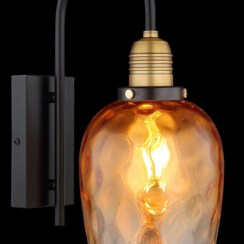 Vetro Bianco Torcello Hand Blown Glass Smoked Amber Shade Wall Light Pair