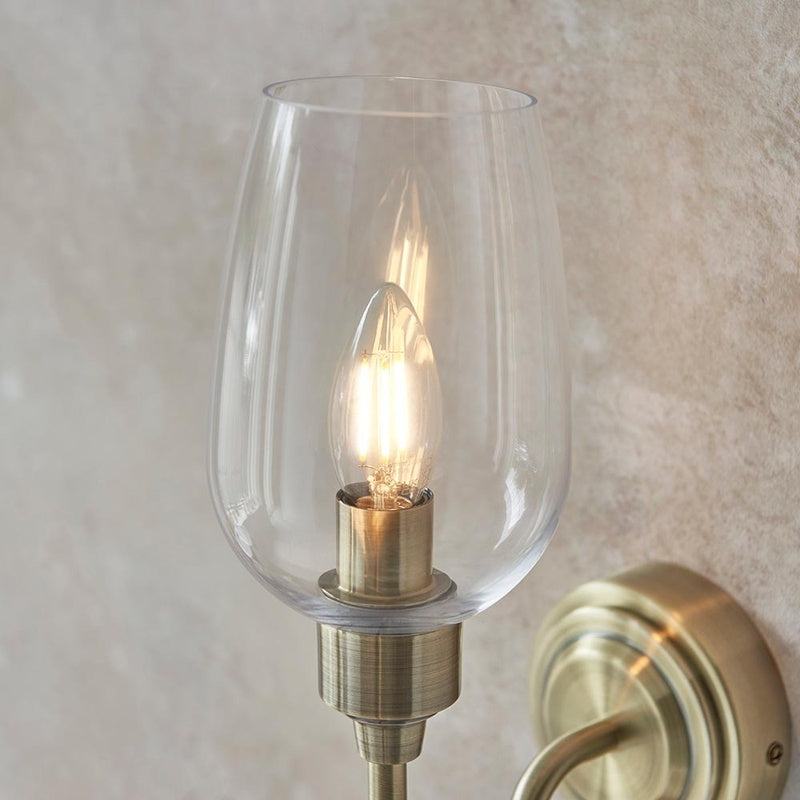 Vetro Bianco Vendramin Hand Blown Glass Clear Glass Lantern on a Brass Arm Wall Light Large