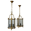 Vetro Bianco Vendramin Hand Blown Glass Clear Glass Lantern on a Brass Arm Wall Light Pair
